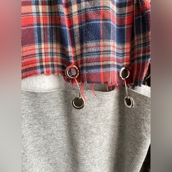 Furst of a Kind Half Flannel Half Sweatshirt with Grommets and Rings Large - Picture 5 of 5